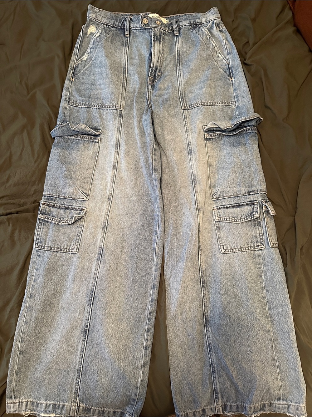 Women’s Light Blue Cargo Jeans - Relaxed Fit